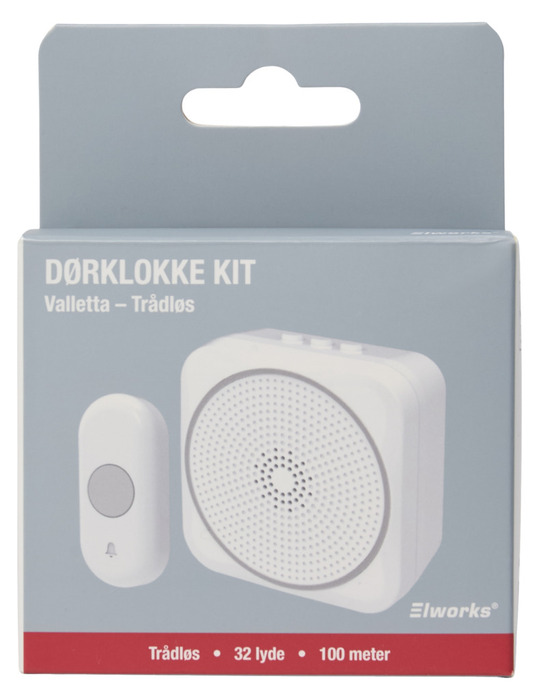 Trådløs dørklokke Valletta m/1 ringetryk